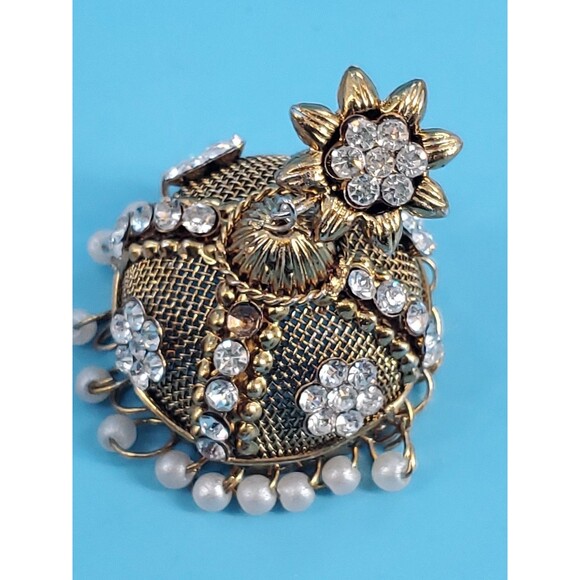 Statement Earrings Filgree Rhinestones Jhumkas Boho Fairy India Dangle Chandler - Picture 2 of 6